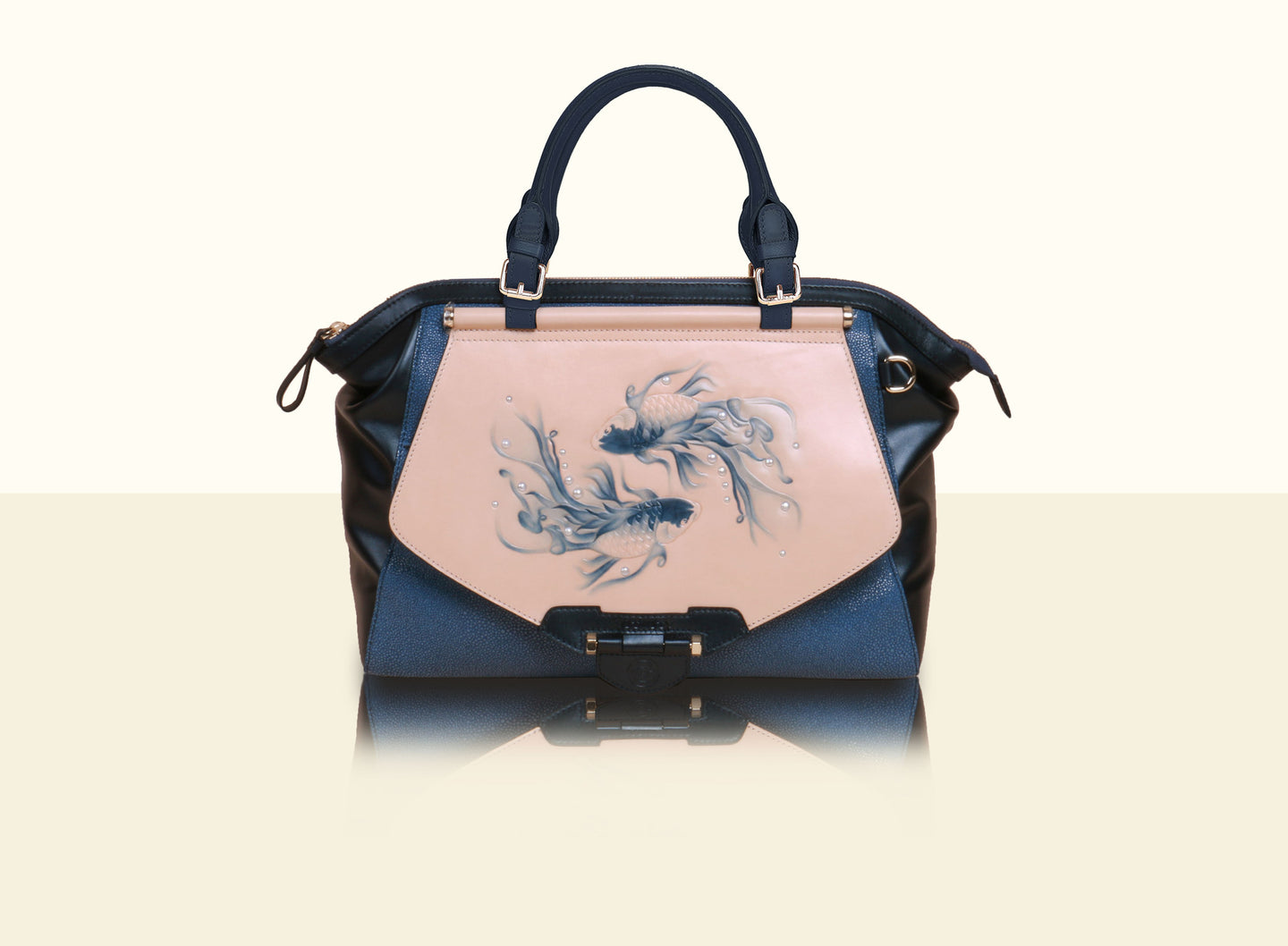 Shimmering Yu Top Handle - Deep Blue, Metallic Blue and Original