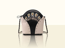 Exquisite Fan Crossbody (Small) - Creamy White and Black