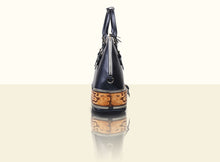 Glorious Clouds Top Handle (Large) - Metallic Blue and Brown
