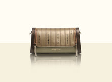 Bamboo Calligraphy Clutch- Gold, Metallic Green and Brown