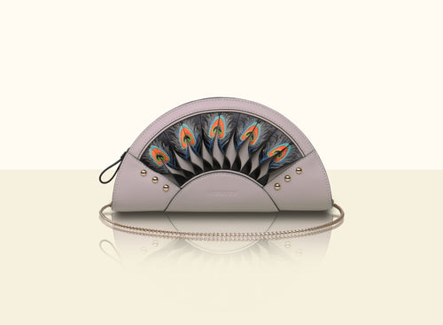 Preorder - Exquisite Fan Clutch - Smoky Gray and Black