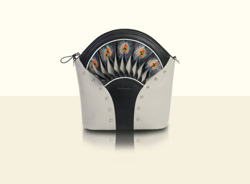Exquisite Fan Crossbody (Large) - Smoky Gray and Black