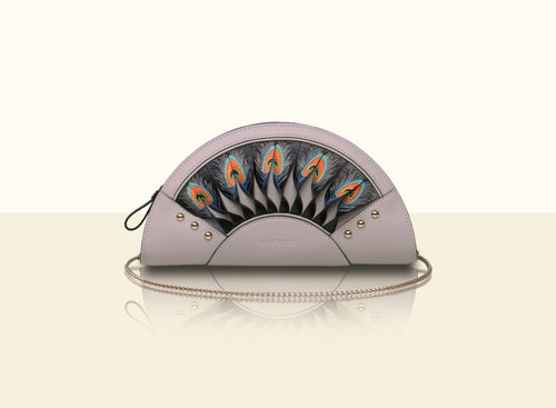 Exquisite Fan Clutch - Smoky Gray and Black