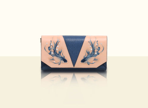 Shimmering Yu Clutch - Deep Blue and Original