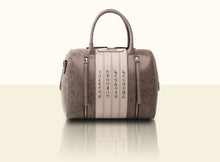 Bamboo Calligraphy Top Handle - Textured Lattice Weave Brown and Creamy White