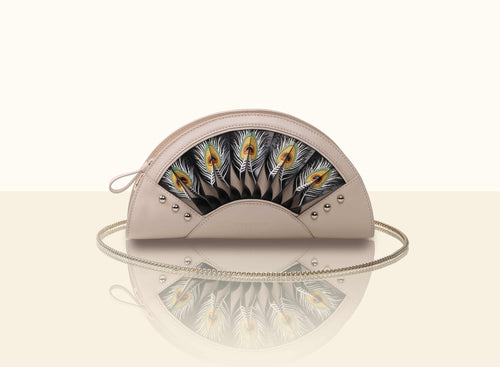 Exquisite Fan Clutch - Creamy White and Black
