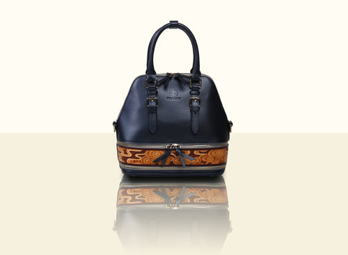 Preorder - Glorious Clouds Top Handle (Small)- Metallic Blue and Brown