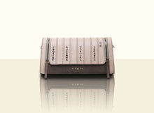 Bamboo Calligraphy Clutch - Textured Lattice Weave Brown and Creamy White