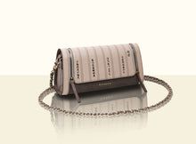 Bamboo Calligraphy Clutch - Textured Lattice Weave Brown and Creamy White