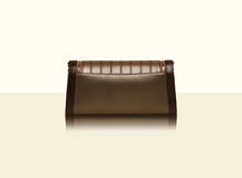 Bamboo Calligraphy Clutch- Gold, Metallic Green and Brown