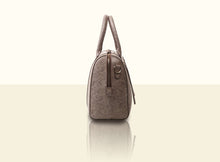 Bamboo Calligraphy Top Handle - Textured Lattice Weave Brown and Creamy White
