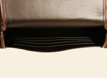Bamboo Calligraphy Clutch- Gold, Metallic Green and Brown
