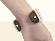 Preorder - Bamboo Calligraphy Bracelet  - Creamy White and Textured Lattice Weave Brown