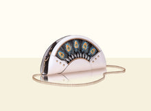Preorder - Exquisite Fan Clutch - Pearl White and Black