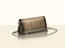Bamboo Calligraphy Clutch- Gold, Metallic Green and Brown