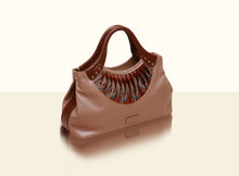 Exquisite Fan Top Handle - Deep Apricot and Brown