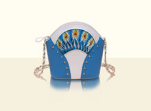 Exquisite Fan Crossbody (Small) - Lake Blue and White