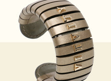 Bamboo Calligraphy Bracelet - Gold and Metallic Green