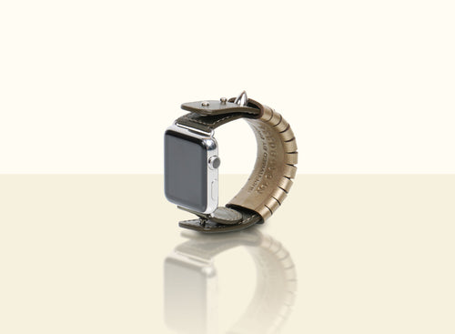 Bamboo Calligraphy Apple Watch Band 42mm - Gold and Metallic Green